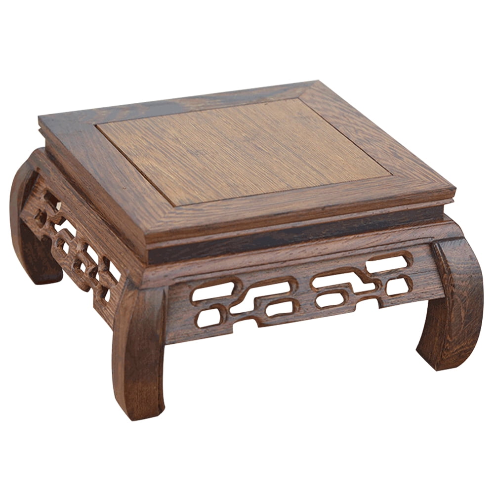 Antique Buddha Base Wooden Plant Holder Stand Indoor Plants Figurine