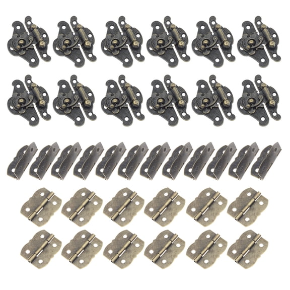 Antique Butterfly Hinges Decorative Cabinet Latches, Heavy Iron Hardware for Doors & Trunks Security