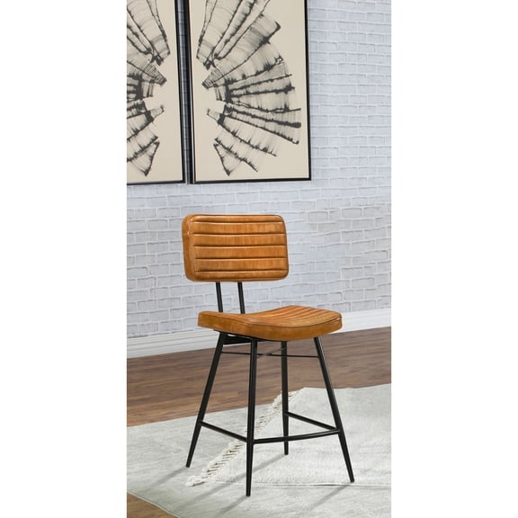 Antique Camel Upholstered Counter Chair with Metal Leg Set of 2, Counter Stools for Kitchen, Dining Room, Bar