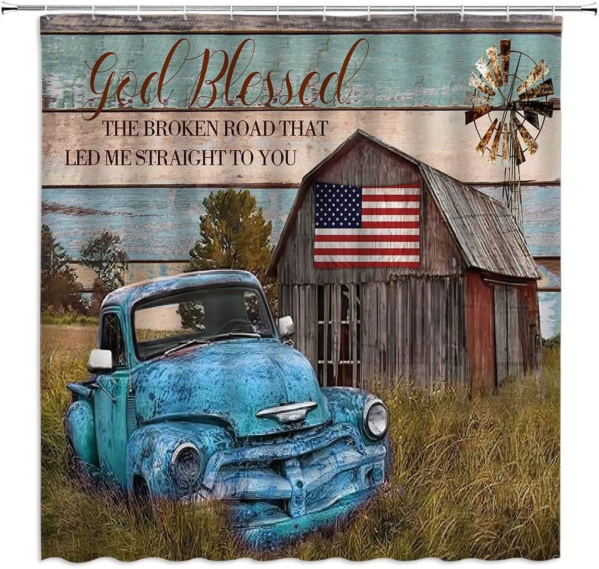antique-car-farm-truck-shower-curtain-rustic-wooden-barn-vintage