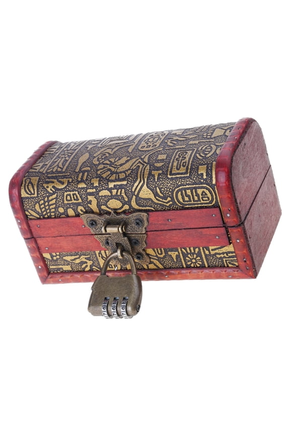 Antique Carved Wooden Jewelry Box with Lock for Home Decoration Storage Chest