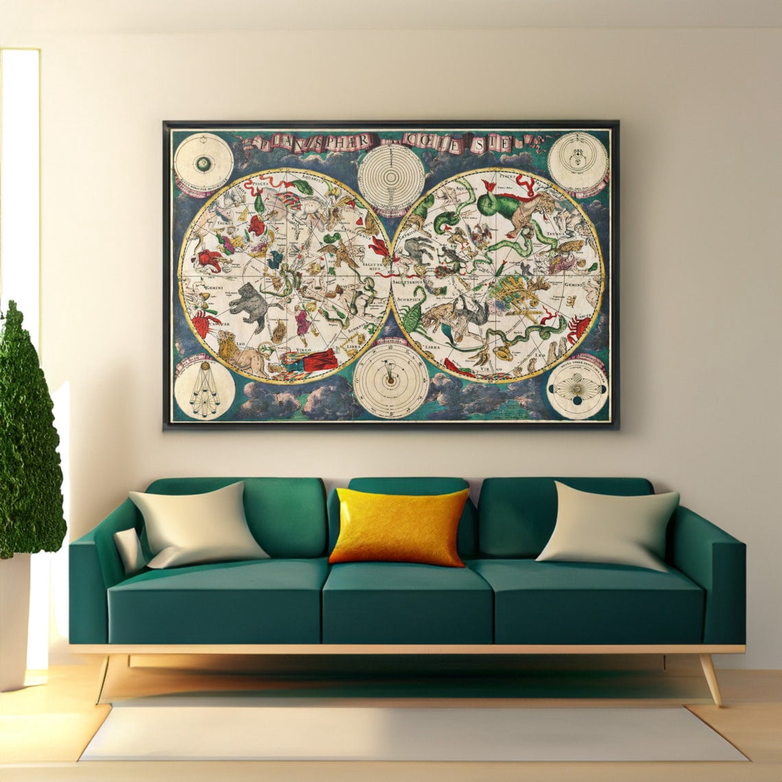Antique Celestial Map Poster Wall Art Reproduction, Unframed Paper ...
