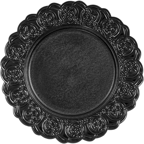 Antique Charger Plates Set, 100 Pcs 13in Plastic Embossed Dinner Plate, Round Phoenix Pattern Elegant Floral Plates for Dinner Wedding Party Event Table Setting Decoration (Black2)
