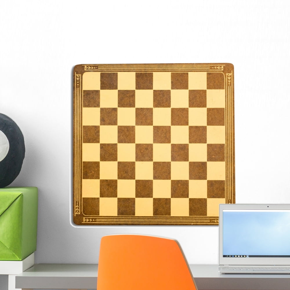 Small Antique Brown and Beige Vinyl Checkerboard Wall Decal