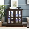 thumbnail image 1 of Antique Cherry Cabinet with LED | Remote - Controlled Lighting for Dining Room | Sturdy Base and Adjustable Shelves | Solve Storage Issues, 1 of 3