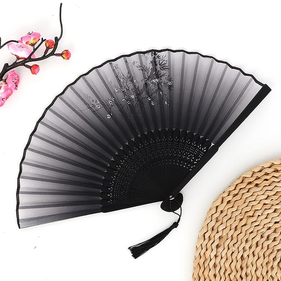 Antique Chinese Folding Dance Fan, Lightweight Material, Ergonomic Handle For Stage Performances And Daily Use*