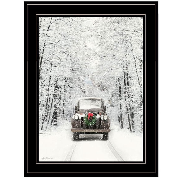 Trendy Decor4U "Antique Christmas" by Lori Deiter, Ready to Hang Framed Print, Black Frame