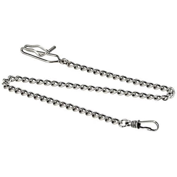 Antique Chrome Brass Pocket Watch Chain - 14.5 in.