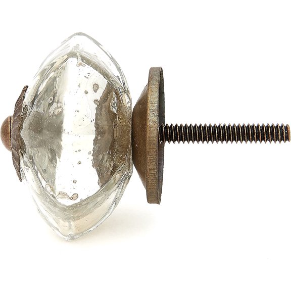 Antique Chrome Color Mercury Glass Distressed Dresser Knob, Cabinet Pull - Pack of 10$$Tools & Hardware Other