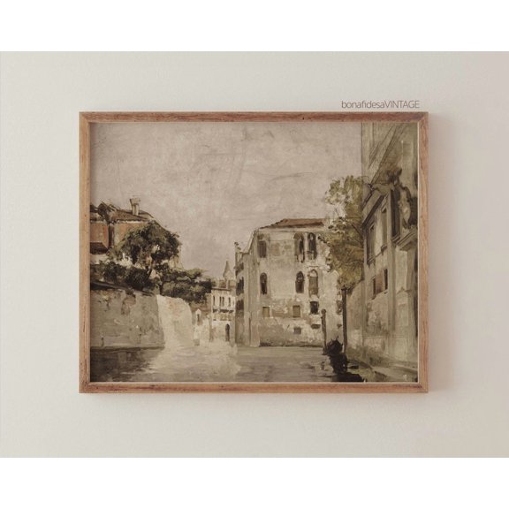 Antique Cityscape Vintage Architecture Print Landscape, Unframed Paper Print