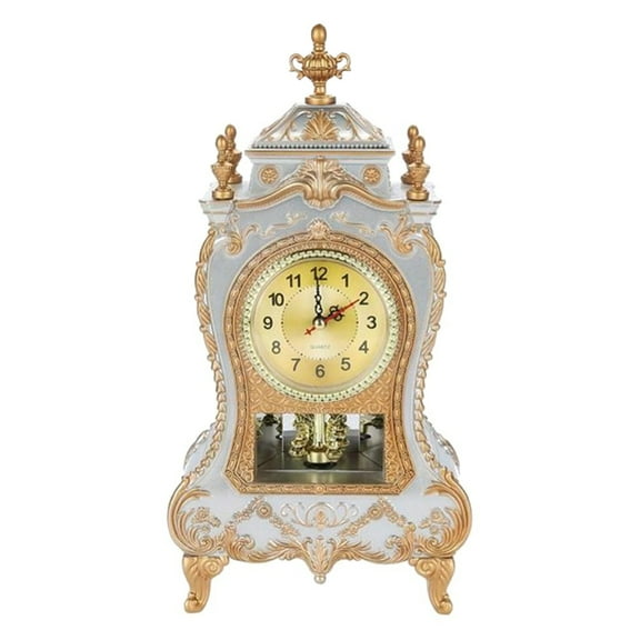 Antique Clock, Vintage European Desk Clock, 12 Music Chime Antique Desk Clock, Wall Clock with Pendulum and Chimes for Home Decoration
