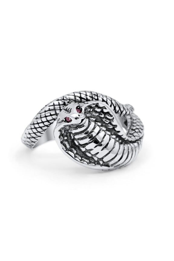 Antique Cobra Snake Animal Oxidized Serpent Band Thumb Ring Size 7