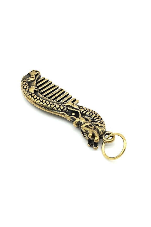 Antique Collectibles Bronze Dragon Comb Pendant Key Chain StatueChinese