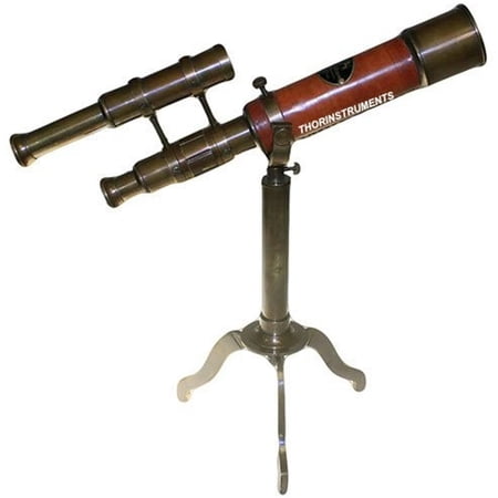 Antique Collectibles Nautical Telescope Brown Leather With Stand