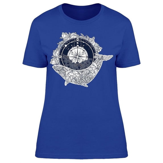Antique Compass Whale T-Shirt Women -Image by Shutterstock, Female 3X-Large
