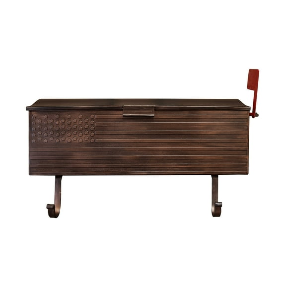 Antique Copper American Flag Metal Wall Mounted Mailbox with Hangers