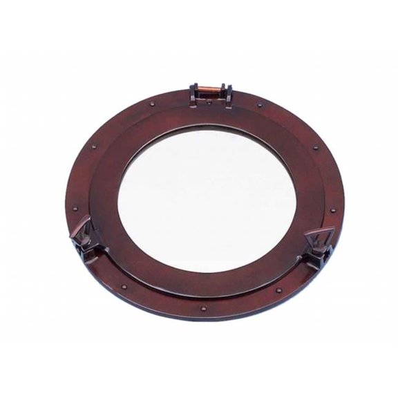 Antique Copper Decorative Ship Porthole Mirror - 17 in.