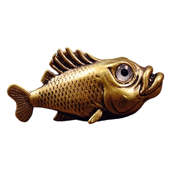 Antique Copper Fish Sculpture Handmade Sea Creature Statue Desktop Decoration For Bedroom Living Room Shelf Display