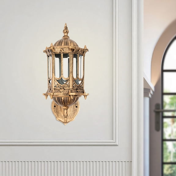 Antique Copper Outdoor Wall Sconce, Vintage Lantern Style Exterior Light Fixture with Clear Glass, for Porch Garden Patio, Uses Standard E26/E27 Bulb (Bulb Not Included), IP44 Weather Resistant