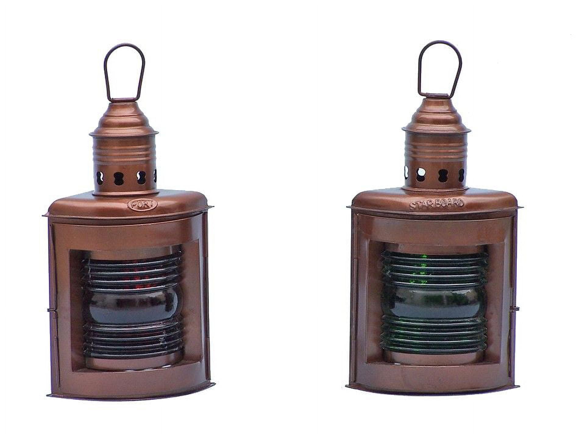 Antique Copper Port and Starboard Oil Lamp 12" - Port and Starboard Nautical Oil Lamp