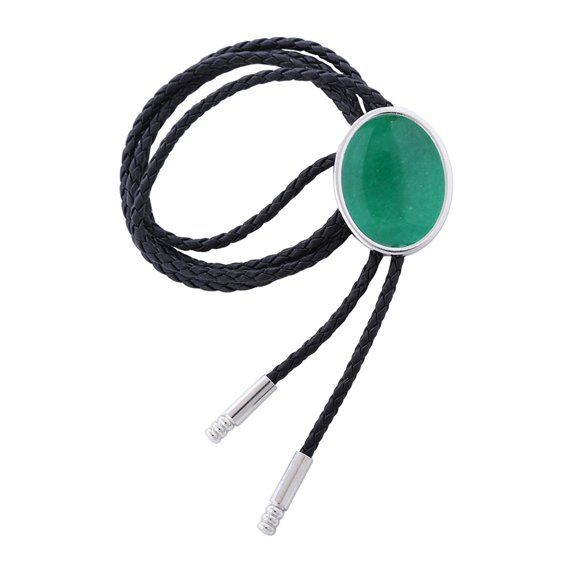 Antique Cowboy Bolo Tie Western Necktie PU Leather Cord Ties Pendants Color Blue