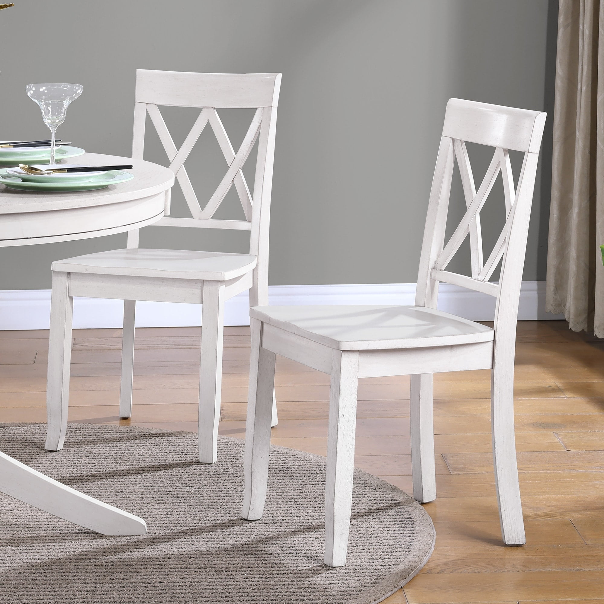 Antique Cross Back Wood Double XBack Dining Chairs Set of 2 Antique