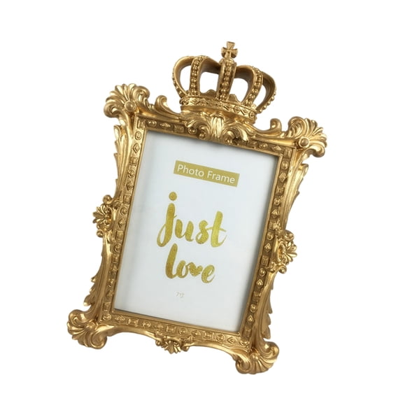 Antique Crowns Shape Picture Frame Resin Photo Display Stand With Kickstand For Living Room Bedroom Desktop Decoration