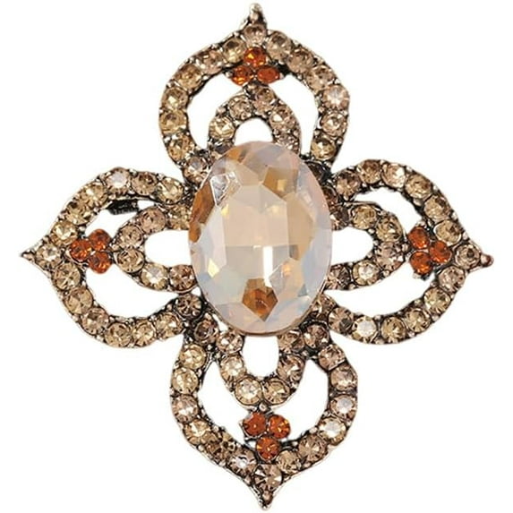 Antique Crystal Brooch Pin for Women Men Vintage Rhinestone Art Deco Flower Clover Boho Victorian Brooches Lapel Pins Elegant Dress Accessories Wedding Birthday Jewelry
