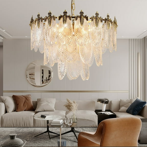 Antique Crystal Chandelier,23.62" Vintage Chandelier for Dining Room Living Room Bedroom Kitchen Hotel Foyer