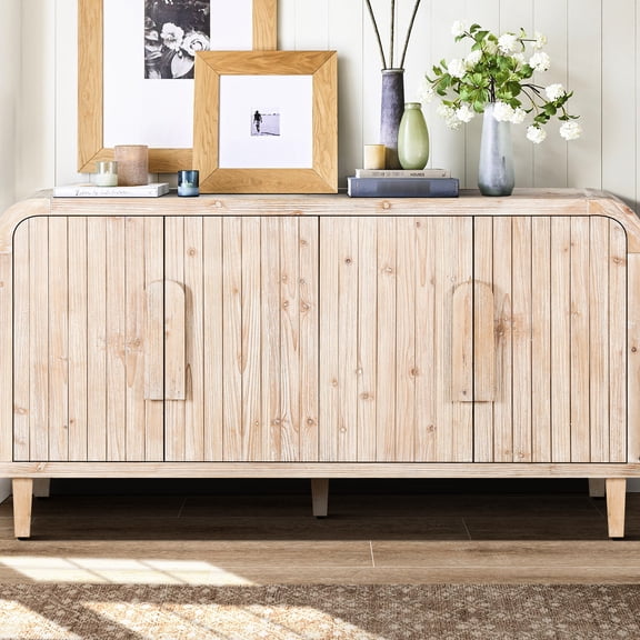 Antique Curved Cabinet | Ideal for Living Room to Store Decorative Items | Vintage Craftsmanship with 180 - Degree Doors | Solves the Problem of Inadequate Storage