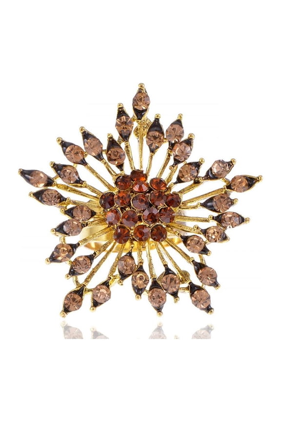Antique Cut Gold Topaz Crystal Rhinestone Star Dust Sparkle Burst Ring