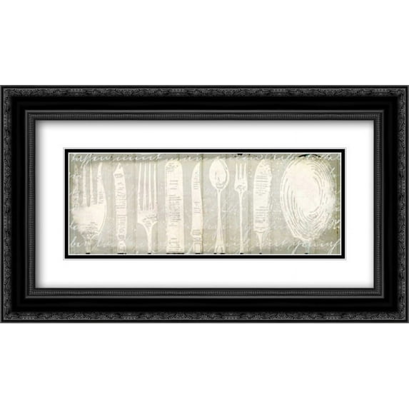Antique Cutlery 2x Matted 24x14 Black Ornate Framed Art Print by Allen, Kimberly