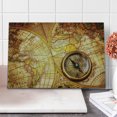 thumbnail image 1 of Antique Cutting Board, Compass on an World Map Historic Borders Century-Old Antiquity Theme, Decorative Tempered Glass Cutting and Serving Board, Large Size, Yellow Orange, by Ambesonne, 1 of 5