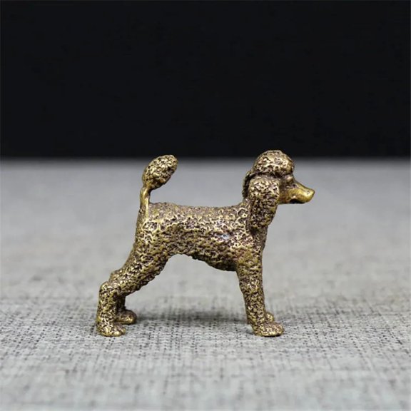 Antique Dcor45x4x19cm Pure Copper Cute Dog Statue Feng Shui Ornament Bronze Standing Poodle Figurines Lucky Desk Decorations Home Decor Vintage