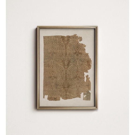 Antique Damask Textile Fragment Unframed Paper Print