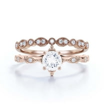 Antique Dazzling Boho & Hippie 1.75 Carat Round Cut Diamond Moissanite Unique Engagement Ring, Wedding Ring In10K Solid Rose Gold, Affordable Gift For Woman, Bridal Set, Matching Band
