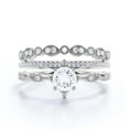 thumbnail image 1 of Antique Dazzling Boho & hippie 2.25 Carat Round Cut Diamond Moissanite Unique Engagement Ring, Wedding Ring in10k Solid White Gold, Affordable Gift For Woman, Trio Set, Matching Band, 1 of 3