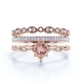 thumbnail image 1 of Antique Dazzling Boho & hippie 2.25 Carat Round Cut Morganite And Diamond Moissanite Unique Engagement Ring, Wedding Ring in10k Solid Rose Gold, Affordable Gift For Woman, Trio Set, Matching Band, 1 of 3