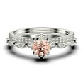 thumbnail image 1 of Antique Dazzling Boho & hippie 2.25 Carat Round Cut Morganite And Diamond Moissanite Unique Engagement Ring, Wedding Ring in10k Solid White Gold, Affordable Gift For Woman, Trio Set, Matching Band, 1 of 4