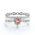 thumbnail image 1 of Antique Dazzling Boho & hippie 2.25 Carat Round Cut Morganite And Diamond Moissanite Unique Engagement Ring, Wedding Ring in10k Solid White Gold, Affordable Gift For Woman, Trio Set, Matching Band, 1 of 3