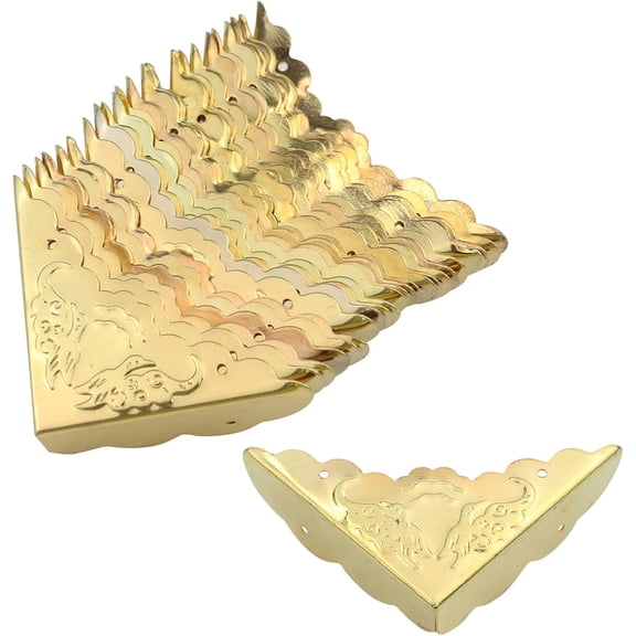 Antique Decorative Box Corner Protector Edge Furniture Corner Guard, Gold Tone, Pack of 24