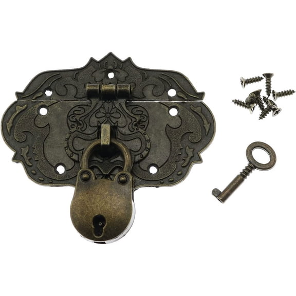 Antique Decorative Brass Hasp Latch Lock with Keys