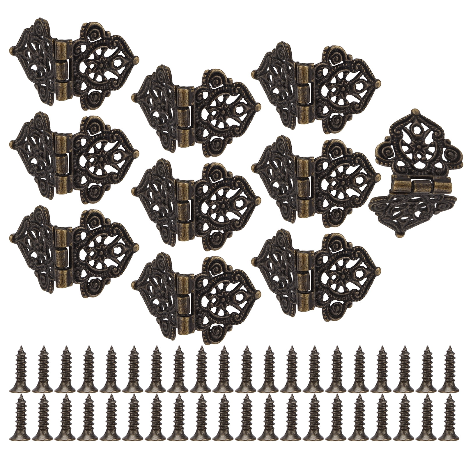 HJ Garden Antique Bronze Hinges - 4 Pack, Zinc Alloy, For Jewelry Boxes & Small Furniture