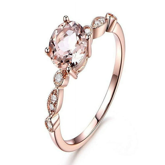Antique Design 1.25 Carat Peach Pink Morganite (Round Shaped) and Diamond Engagement Ring in 10k Rose Gold Jewelry