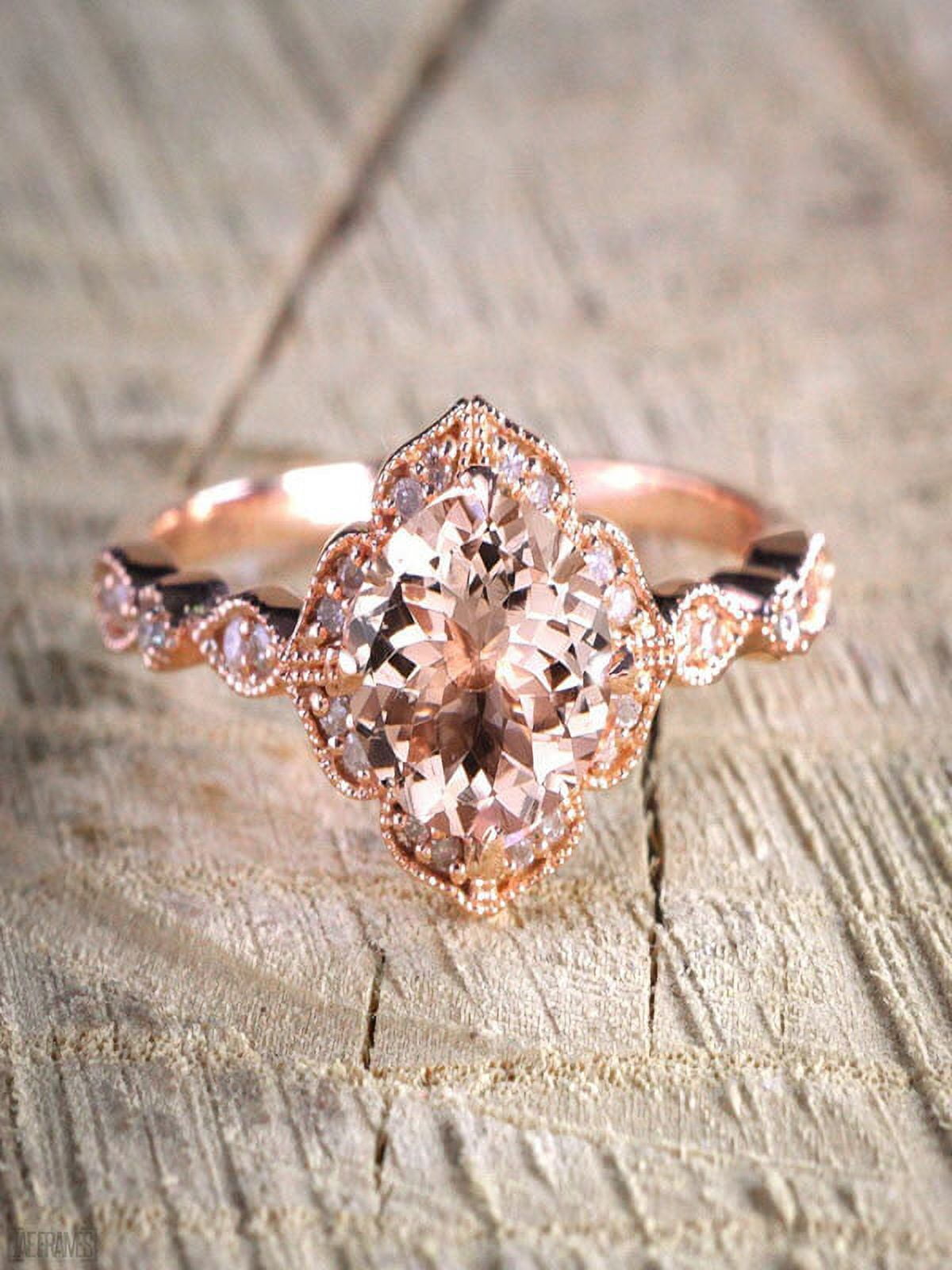 Antique Design Carat Peach Pink Morganite (Round Shaped) and