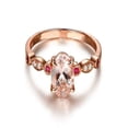 thumbnail image 1 of Antique Design 1.25 Carat Peach Pink Morganite (Round Shaped) and Diamond with Ruby Engagement Ring in 10k Rose Gold, 1 of 2