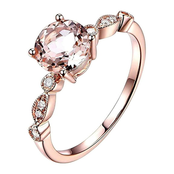 Antique Design 1.25 Carat Round Cut Real Morganite and Moissanite Engagement Ring Jewelry Sterling Silver with 18k Gold Plating