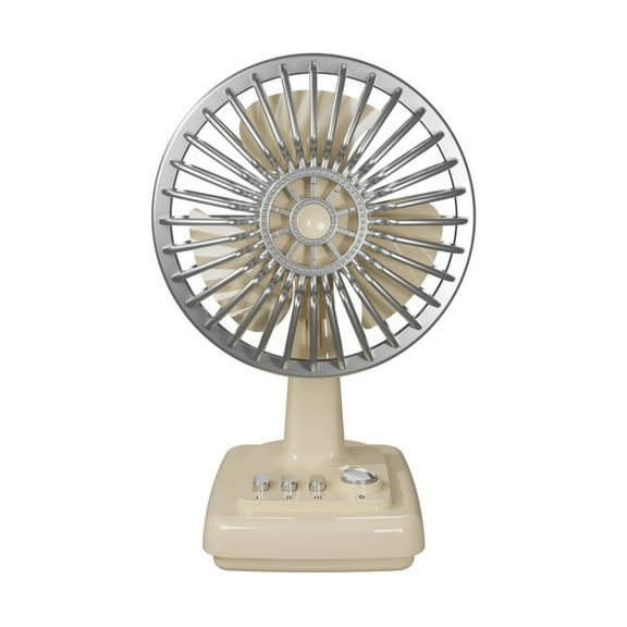 Retro Alloy Small Desk Fan USB Rechargeable 3 Speeds Portable Vintage Office Desktop Fan With Metal Grille