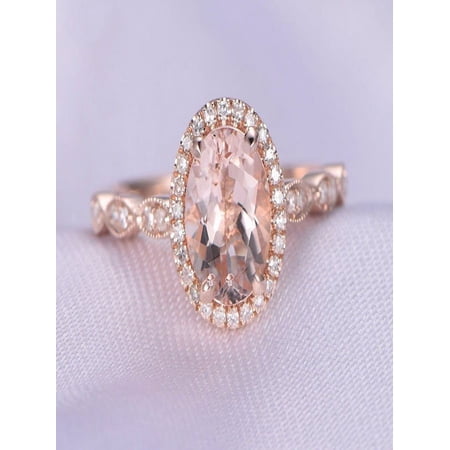Antique Design Limited Time Sale: 1.25 Carat Peach Pink Morganite and Diamond Engagement Ring in 10k Rose Gold