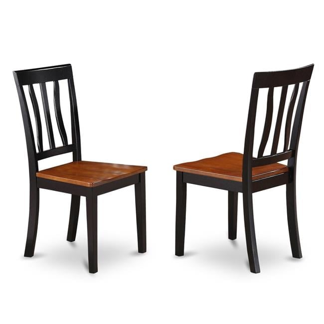 Black and Cherry Finish Wooden Dining Chairs, Set of 2